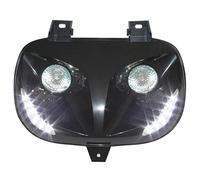 DOUBLE OPTIQUE REPLAY RR8 POUR MBK 50 BOOSTER 1999>2003-YAMAHA 50 BWS 1999>2003 NOIR AVEC LEDS BLANCHES **