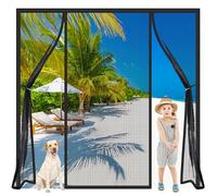 Double Ouverture Moustiquaire Porte Magnétique Noir 170x290cm Montage Simple avec Bande Adhésive Profitez de l'été en Famille