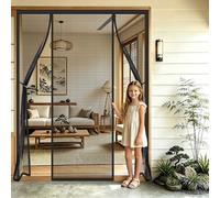 Double Ouverture Moustiquaire Porte Magnétique Noir 170x295cm Rideau de Porte Antimoustique avec Aimants et Bande Adhesive Installation Adhésive Sans Perçage Pour couloirs, portes et patio