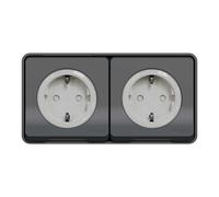 Double PC 2P+T schuko précâblée horiz saillie IP55 IK08 gris Appareillage étanche sup IP55 Mureva Styl - MUR36029 - Schneider