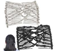 Double peigne à cheveux pour femmes, 2pcs Stretch Polded Double Pebs Clips, accessoires de cheveux de bricolage 3x3, 7 pouces pour les femmes filles.