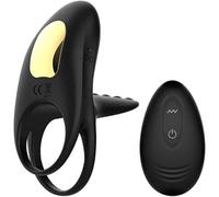 Double Penetration Anneau Vibrant Anneau PÉNIS avec Homme Double Anneau M-asseur Étanche Sèxtôyse testiculaire Plus Vibrant pénien Silicone pour Plaisir Hommes kki9