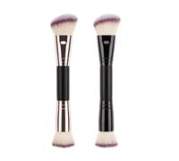 Double pinceau de maquillage pour la pointe professionnelle pour la base liquide et la poussière, le correcteur et le contour facial | Brosse de maquillage 2 en 1 pour brouiller, sculpter