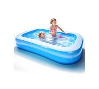 Double Piscine Gonflable Rectangulaire 2 x 1,5 x 0,5 m, Couche Piscine Enfant Rectangulaire pour Jardin, Pataugeoire pour Enfants et Adultes, Grande Piscine Familiale pour Balcon ou Intérieur