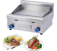 Double plaque de cuisson à gaz Grill lisse GPL commercial en acier inoxydable robuste restaurant extérieur plaque de cuisson à gaz Burger Grill Grand brûleurs antiadhésifs Plaque chauffante plate pour