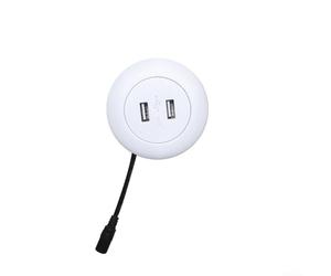 Double port de charge USB pour bureau, sortie 5 V 2 A, design intégré avec montage à vis, entrée 12-29 V CC, indicateur LED, protection contre les surcharges, multifonction pour bureau et meubles