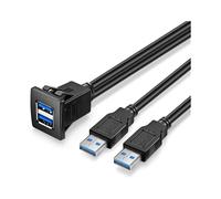 Double port USB 3.0 encastré (carré) - Câble d'extension USB 3.0 de 2 m. Support de tableau de bord NV20 SWE