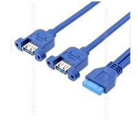 Double Port USB 3.0 femelle, Type de panneau à visser à la carte mère, câble 20 broches 20cm/50cm