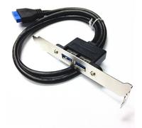 Double Port USB 3.0 vers carte mère 50cm, câble adaptateur d'en tête 20 broches vers 2 ports USB A femelle pour panneau de support PCI arrière
