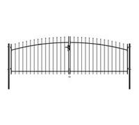 vidaXL Double Portail avec Haut sous Forme de Lance Portillon de Jardin Porte de Jardin Portillon de Patio Porte de Terrasse Extérieur 400x200 cm