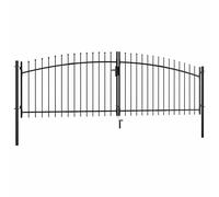 vidaXL Portail double – design haut en lance – 300 x 150 cm – acier noir – 3 clés incluses