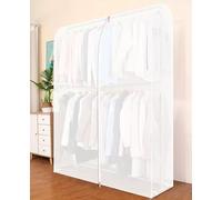Double Portant A Vetement Housse Protection Housses,Grande Capacité Housse pour sur Cintre,Rangement Vetement,Housse Vetements À Suspendre,Étanche À L'humidité, À La Poussière B,120x50x180cm