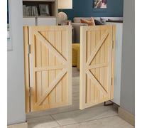 Double Porte Battante,Portes Saloon En Bois Avec Charnières,Porte Séparation pour Entrée de Pub Escalier Salle De Bain Cuisine Chambre Balcon,rotation à 180°(Couleur Bois,2Doors W80xH100cm)