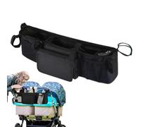 Double porte-gobelet pour poussette - 60 x 20 x 10 cm pliable à 3 compartiments | Organiseur de poussette léger pour voyage, parents, maison, extérieur, camping, marche à la maison