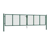 Double porte grillagée en acier 390 x 75 cm Vert - Barrière de qualité supérieure pour jardin, allée et industrie - Robuste, durable et protection anti-effraction