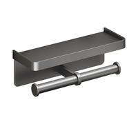 Double Porte-Papier hygiénique adhésif 2 en 1, avec étagère Murale, Organisateur de Salle de Bain pour Cuisine, Maison, Camping-Car