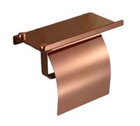 Double Porte-Papier Toilette avec étagère, Support Mural en Acier Inoxydable, Support de Papier Toilette Commercial, de Rouleau Vintage pour Salle Bain d'hôtel, Or Rose