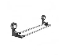 Double porte-serviettes à ventouse avec longueur réglable, amovible pour salle de bain ou cuisine, s'adapte aux surfaces lisses telles que le verre, les miroirs et le carrelage (30 à 60 cm)