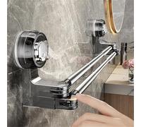 Double porte-serviettes amovible, avec longueur réglable et support à ventouse, installation sans perçage pour salle de bain, douche, cuisine ou linge, maintient les serviettes et les gants de