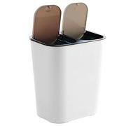 Double Poubelle - ABS Bacs De Recyclage Double 18L Pour Cuisine | Couche De Poubelle Rectangulaire À Économie D'espace Avec Couvercles À Bouton-poussoir, Récipient De Déchets Pour Le Camping Jardin De
