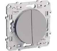 Double Poussoir Alu - SCHNEIDER - Odace - 2 boutons - Filaire - 10A