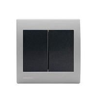 Double Poussoir Anthracite Delta Iris + Plaque basic Silver-SIEMENS