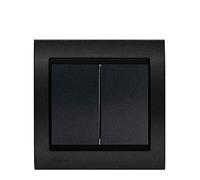 Double Poussoir Anthracite Delta Iris + Plaque Métal texturé Alu Noir
