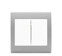 Double Poussoir Blanc Delta Iris + Plaque basic Silver-SIEMENS