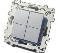 Double poussoir lumineux 10A blanc (sans voyant) bornes auto avec support sans plaque Essensya HAGER WE045T