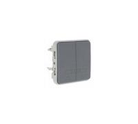 Legrand 069539 Double Poussoir Étanche pour Volets Roulants Plexo Composable IP55, 10A, 250V, Gris