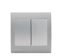 Double Poussoir Silver Delta Iris + Plaque basic Silver-SIEMENS