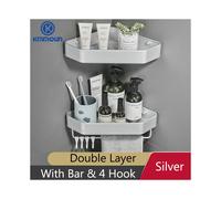 (Double poutre mate) Accessoire de salle de bain Étagère d'angle en aluminium Panier triangulaire pour