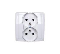 Double prise 16A IP20 avec cache Simon Basic BMGZ2Z/11
