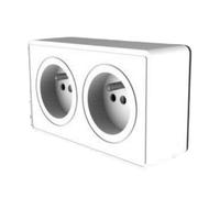 Double prise 2P+T 16A en saillie blanc - gamme Vulco - Zenitech