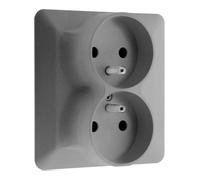 Double prise 2P+T monoposte - ZENITECH - Titanium Artezo - 16A - Encastrée 86×86 mm - Bornes automatiques