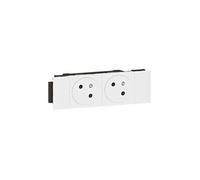 Double prise 2P+T Mosaic surface - Pour goulotte - Clippage direct - Blanc