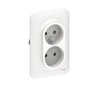 Schneider Electric Double prise de courant Ovalis 2P+T rénovation pour boîte simple Blanc S261089
