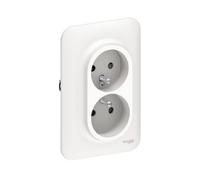 Schneider Electric - Ovalis - double prise de courant - 2P+T - rénovation pour boîte simple Blanc - S261089