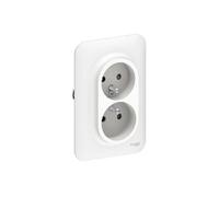 Double prise 2P+T Schneider Electric Ovalis 2 postes blanc S261089