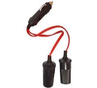 Double prise allume cigare 12V/24V-HTC EQUIPEMENTS-Haute puissance 10A.Avec cordon rouge 20cm,fusible et LED de fonctionnement rouge