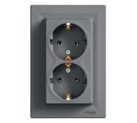 Double prise Asphora SCHUKO acier avec cadre EPH9900162