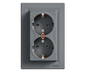 Double prise Asphora SCHUKO acier avec cadre EPH9900162