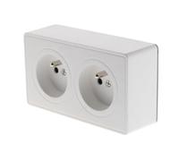 Double prise câblée en saillie + plaque - blanc - Kalya - Zenitech