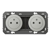 Double prise composable 2P+T surface précâblées Dooxie Legrand - Aluminium