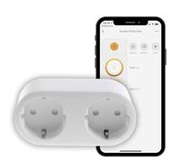 Double-Prise connectée Konyks Priska Duo Easy EU - WiFi + BT, 16A, 3680W, Compteur de consommation, Compatible Alexa et Google Home, automatisations faciles