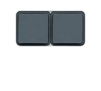 Double prise cubyko 2P+T horizontale saillie grise IP55 - HAGER WNC122