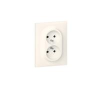 Legrand 600721 Double prise de courant compacte monobloc easyréno 2P+T dooxie one 16A livrée avec plaque carrée blanche et griffes