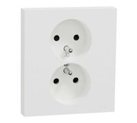 Double prise de courant - 2P + T - Avec plaque - Installation 1 poste - Odace - S921089 - Schneider - Blanc craie