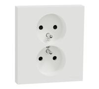 Double prise de courant 2P+T avec plaque Odace II - Blanc Craie SCHNEIDER