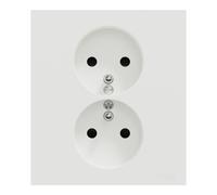 Double prise de courant 2P+T avec plaque odace installation 1 poste Blanc craie - SCHNEIDER - S921089